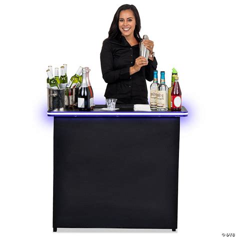 GoBar Portable Bar Table with Multi-Color LED Lights - Mobile Bartender ...