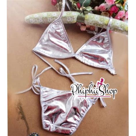 Jual Bikini Sexy Set Bra Panty Latex Metalik Lingerie Woman Underwear Shopee Indonesia