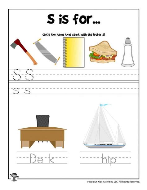 Letter S Phonics Recognition Worksheet Woo Jr Kids Activities