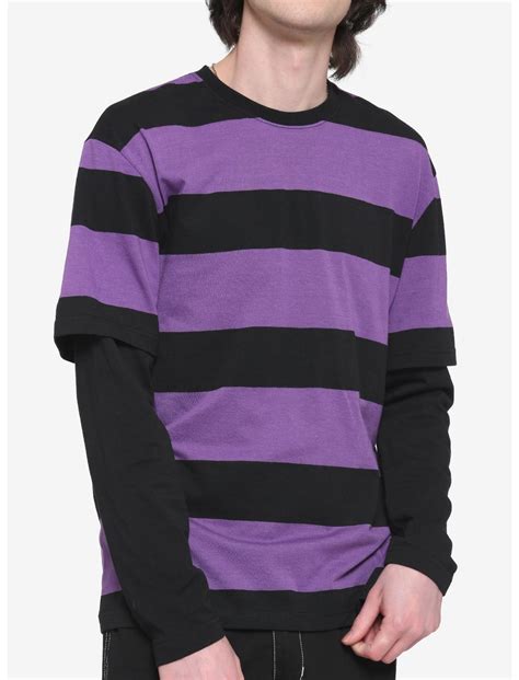 Purple And Black Stripe Twofer Long Sleeve T Shirt Hot Topic