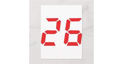 26 Twenty Six Red Alarm Clock Digital Number Postcard Zazzle