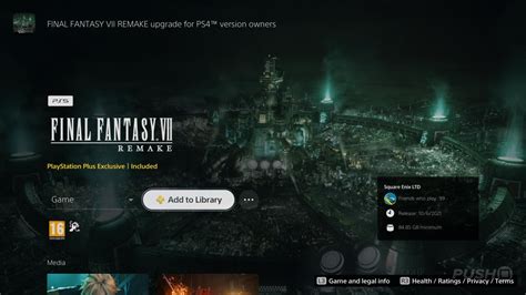 Ps Upgrade For Final Fantasy Vii Remake Now Available With Ps Plus