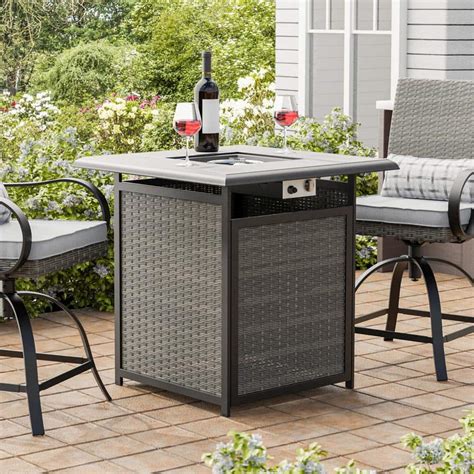 GREEMOTION Arosa 50000 BTU 36.4 in. Square Steel Counter Height Outdoor ...