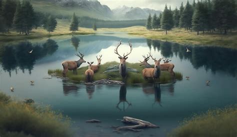 Premium AI Image | photo red deer in the nature habitat during the deer rut