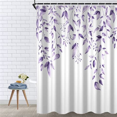 Purple Shower Curtains Leaves Fabric Shower Curtain X Shower