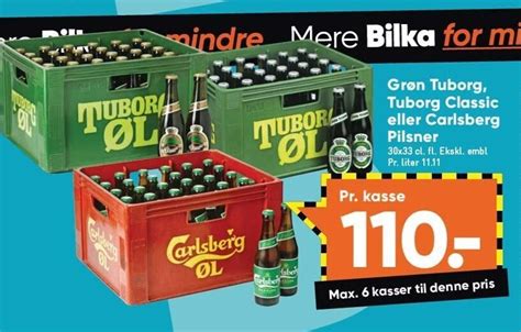 Gr N Tuborg Tuborg Classic El Carlsberg Pilsner Tilbud Hos Bilka