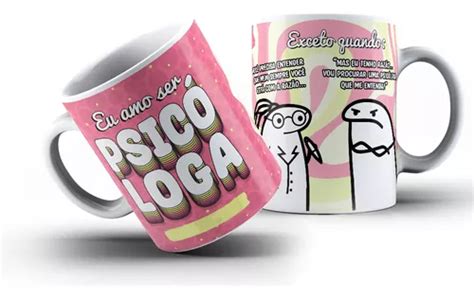 Caneca Ml Porcelana Profiss O Flork Cor Eu Amo Ser Psic Loga