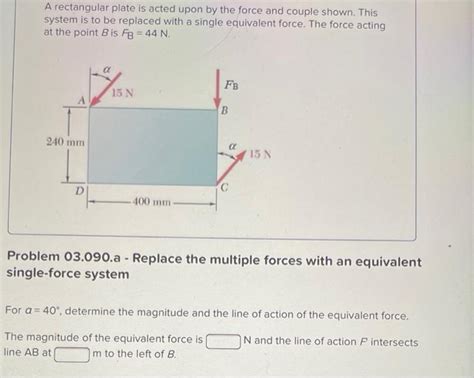 Solved A Rectangular Plate Is Acted Upon By The Force An