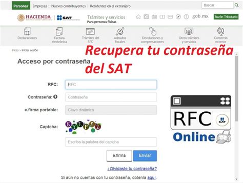 C Mo Recuperar La Contrase A Del Sat Rfc En L Nea