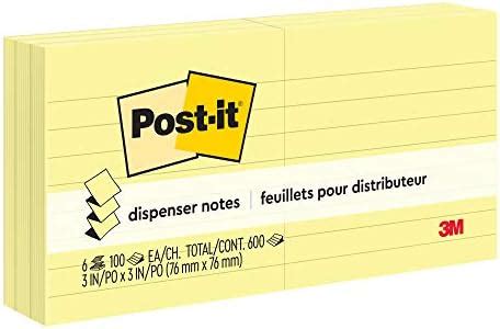 Post It Notes Original Pop Up Sticky Notes 3 X 3 Lined 6 Pads 100