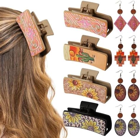 Amazon 6 PCS PU Leather Hair Claw Clips For Women Girls 4