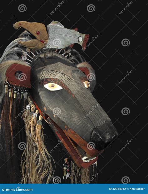 American Indian Bear Mask Isolated. Stock Photo - Image of traditional ...