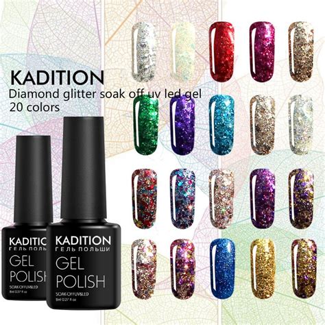 KADITION Diamante Glitter Verniz Gel Glitter Brilhante Lantejoulas Gel