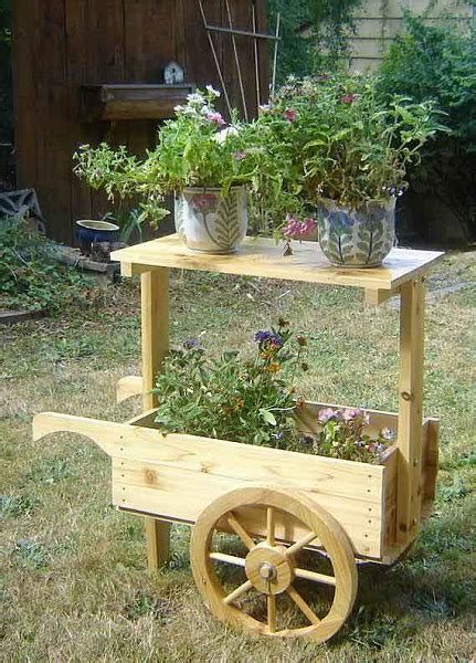 Wooden Wheelbarrow Planter Decorative Display Cart