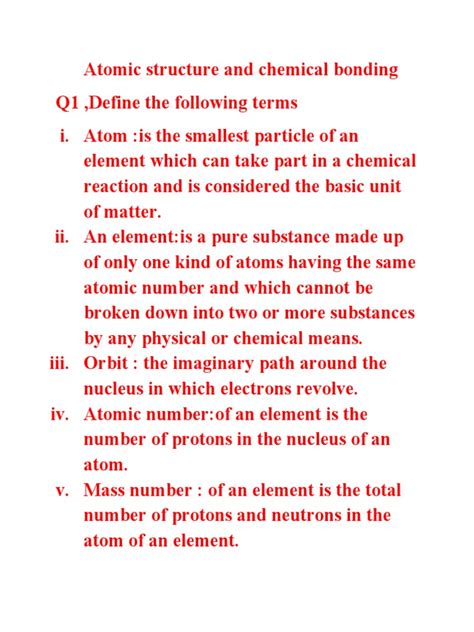 Atomic Structure and Chemical Bonding, Periodic Table | PDF | Atoms | Chemistry