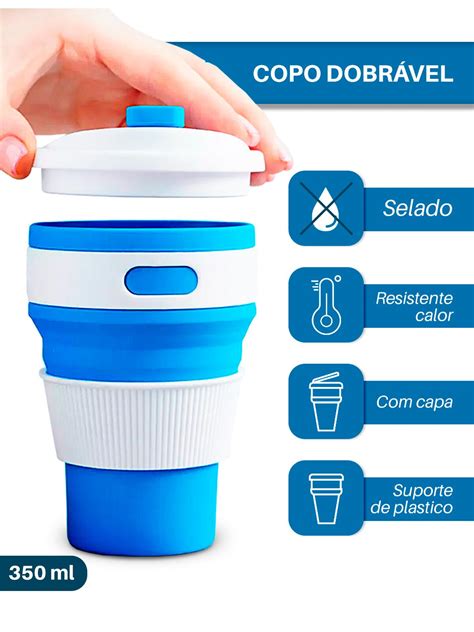 Comprar Copo Dobr Vel Reutiliz Vel Silicone Retr Til Ecol Gico Ml