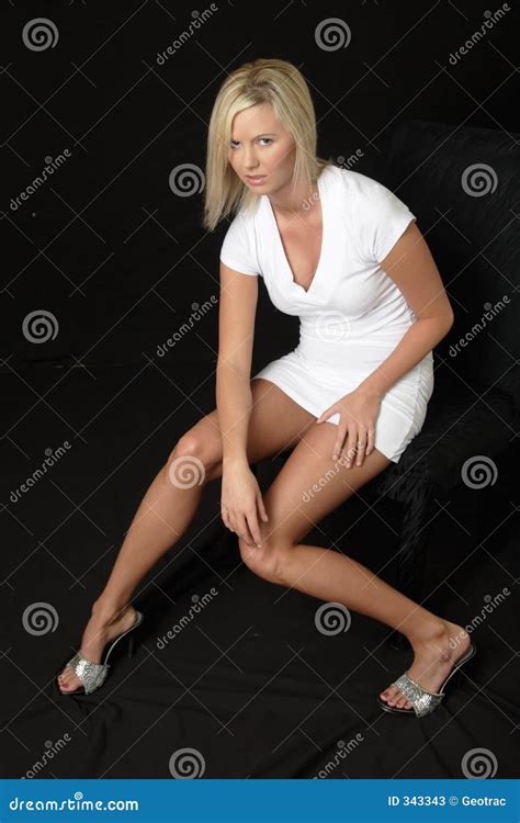 Attractive Blonde In White Dress Stock Photos Image