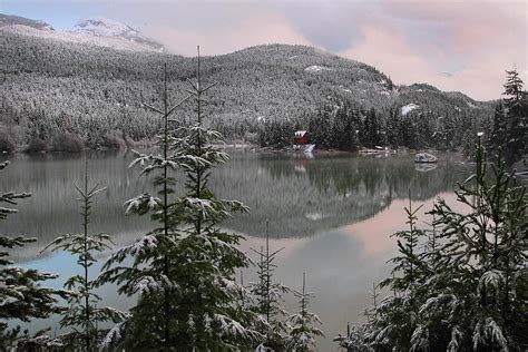 Snowy Green Lake Sunset Whistler Bc Canada Photograph By Pierre