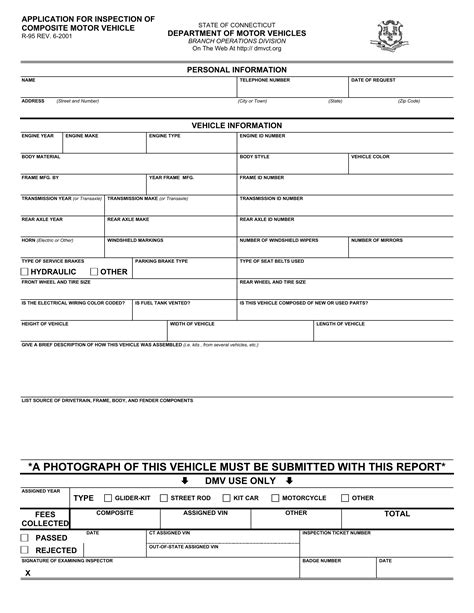 Ct Dmv Form R95 Application For Inspection Of A Composite Motor