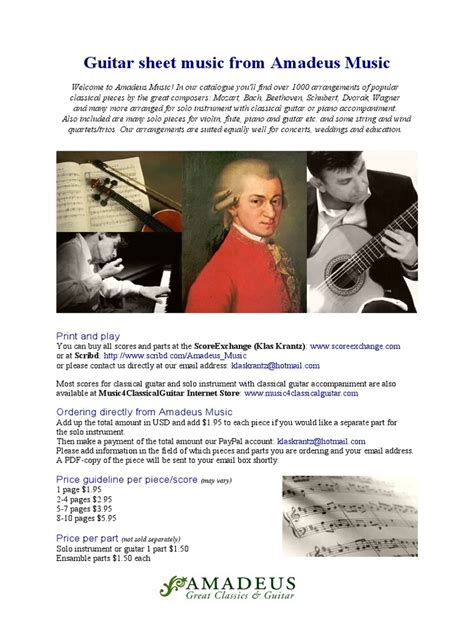Amadeus Music / Guitar Sheet Music Price List | PDF | Quartet | Sheet Music