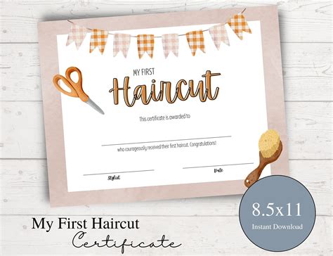 First Haircut Certificate Babys First Hair Cut Keepsake Hair Salon My