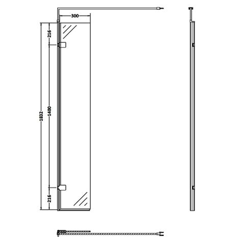 Nuie Hinged Wet Room Panel Wrsbp030h 300mm Matt Black