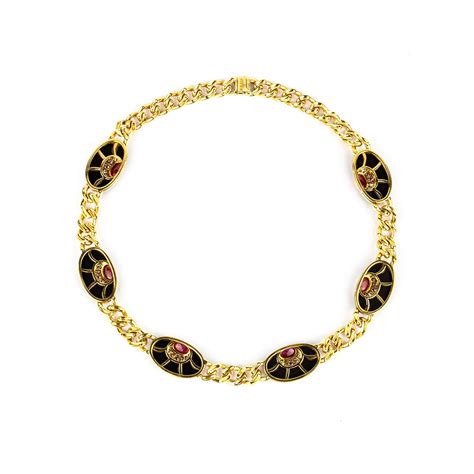 Rare Bulgari Onyx, Ruby and Gold “Half Moon” Set For Sale at 1stDibs