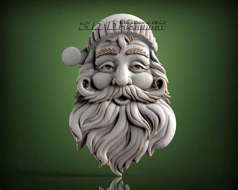 Santa Claus 3d Stl Model For Cnc Router Artcam Vetric Etsy