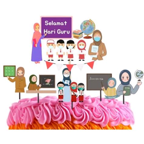 Jual Topper Cake Hari Guru Hiasan Kue Happy Birthday Shopee Indonesia