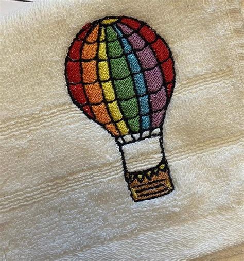 Rainbow Hot Air Balloon Embroidery Machine Digital Design Etsy