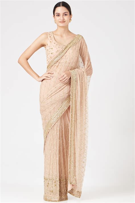 Nude Net Saree Set By Astha Narang At Pernia S Pop Up Shop