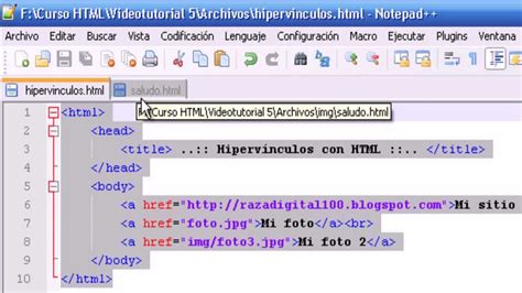 Videotutorial 05 HTML creando nuestros primeros hipervínculos o