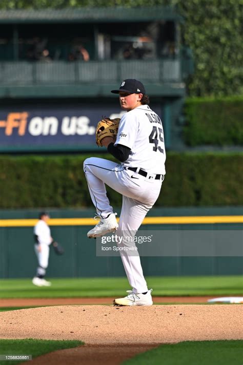 Detroit Tigers Starting Pitcher Reese Olson Warms Up Prior To The