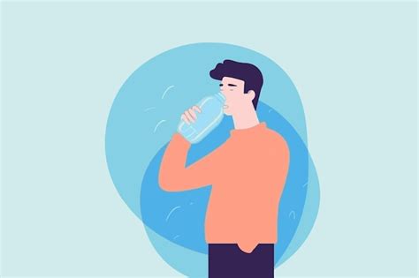 Premium Vector A Man Drinking Water From A Bottle