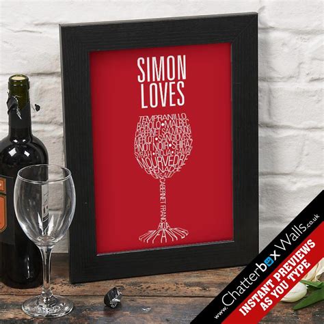 Custom Red Wine Word Art Prints Canvas Chatterbox Walls