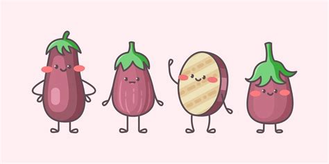 Premium Vector Cute Eggplant Characters