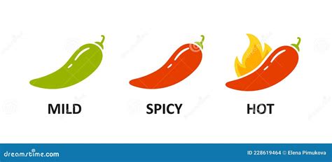 Spice Level Marks Mild Spicy And Hot Green And Red Chili Pepper Symbol Of Pepper With Fire