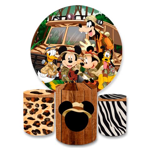 Kit Capa Painel Trio Cilindros Mickey Safari Turminha Loja Bibi