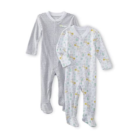 Small Wonders Newborns 2 Pack Sleeper Pajamas Striped