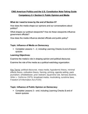 C963 Section 4 Note Taking Guide C963 American Politics And The U