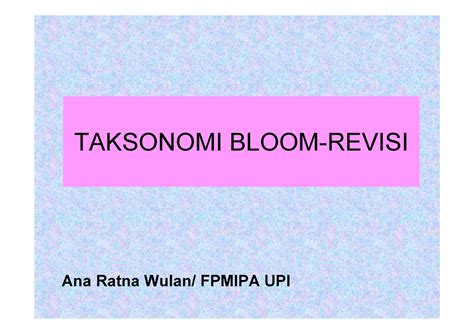 Taksonomi Bloom revisi - - Studocu