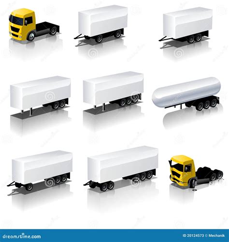 Vector Semi Trailers Icons Set Stock Vector Illustration 20124573