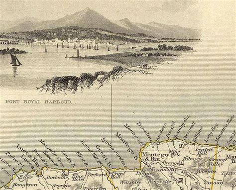 Old Map Of Jamaica 1851 Vintage Map Vintage Maps And Prints