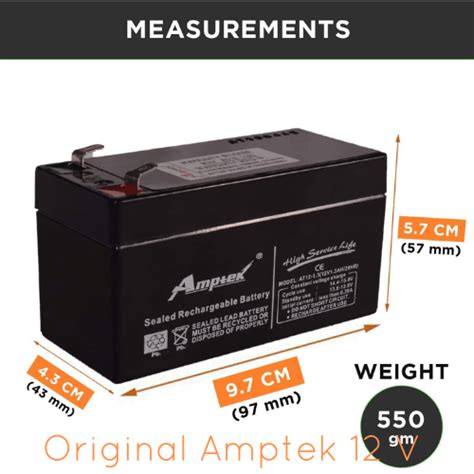 Amptek AT12 1 3 12V 1 3AH Battery Sealed Lead Acid Battery