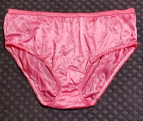 Shadowline Bikini Panty Shiny Nylon Xl Pink Lip Gl Gem