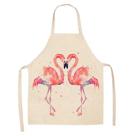 Flamingo Apron Pink Flamingos Kitchen Aprons For Cooking Etsy