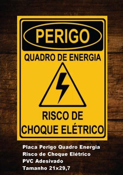 Placa Perigo Quadro Energia Risco De Choque Elétrico PVC Adesivado