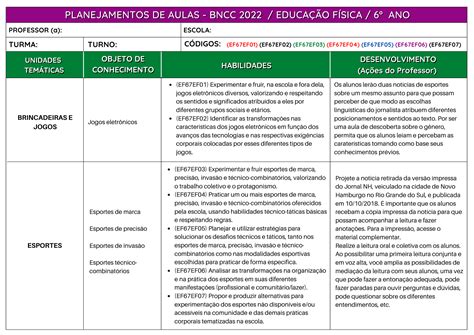 Planejamentos De Aulas Do Ao Ano Bncc