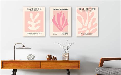 Amazon YBARTZQ 3 Pcs Pink Matisse Wall Art Prints Abstract Matisse