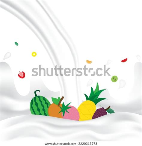 Mixed Fruit Milk Splash White Splashing Stock Vector (Royalty Free ...